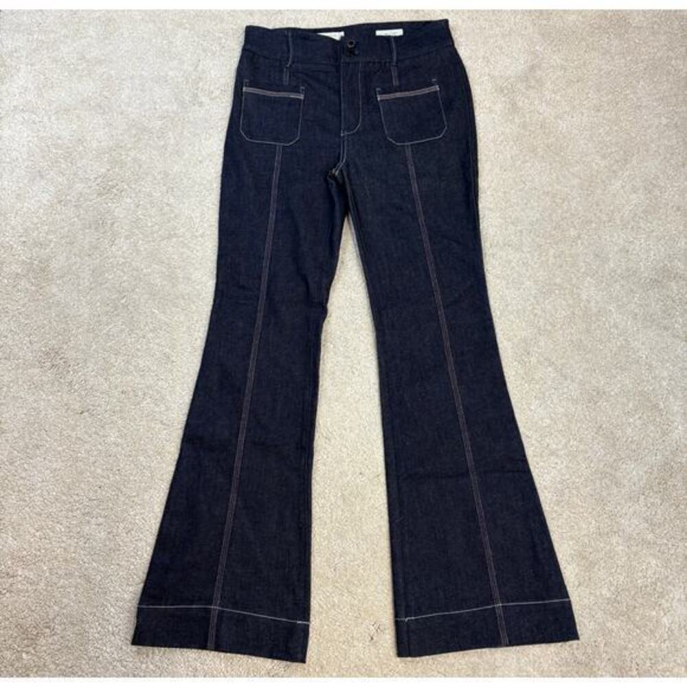 Anthropologie Pilcro Dark Wash Patch Pocket High Rise Flare Jeans Size 27